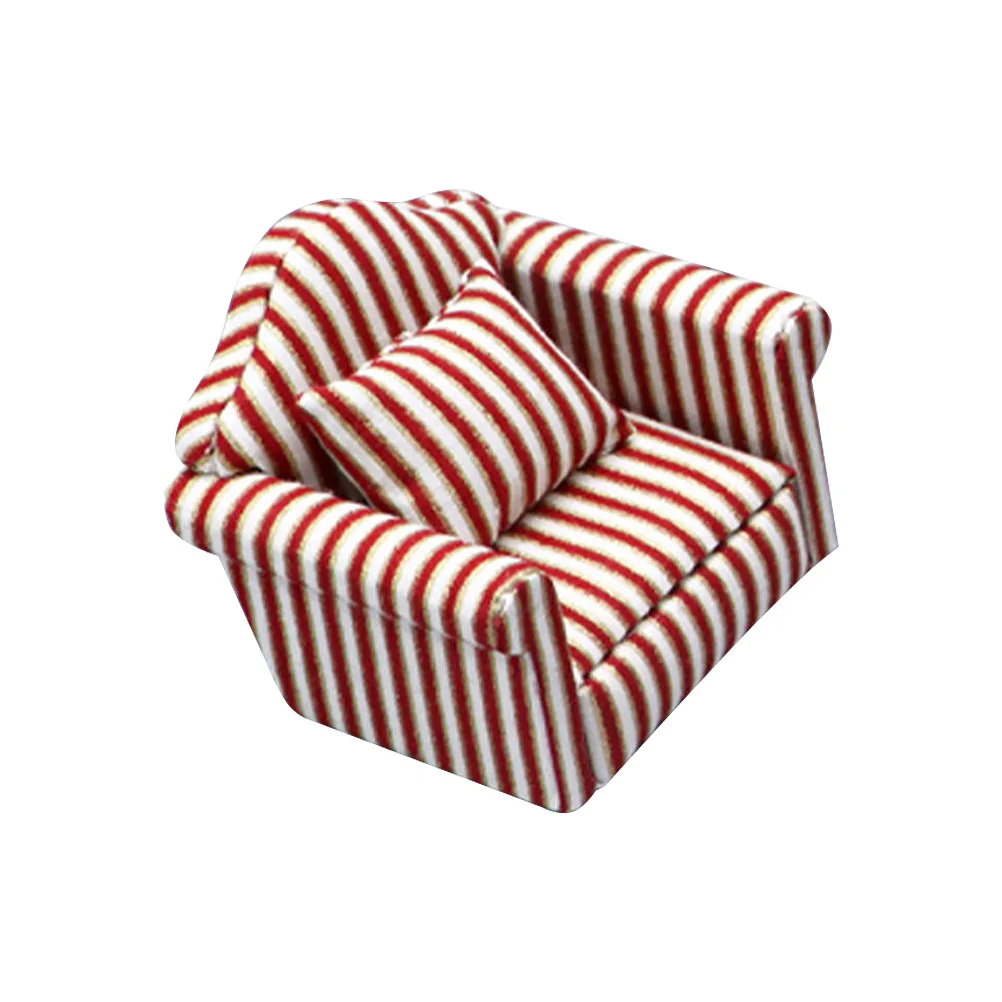 

1 Set Miniature Sofa Model Doll House Single Sofa with Pillow Mini Furniture Model