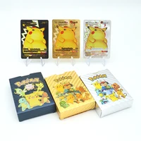27 55pcs pokemon spanish english gold sliver cards box pikachu charizard vmax portable tin box battle toys hobbies collection