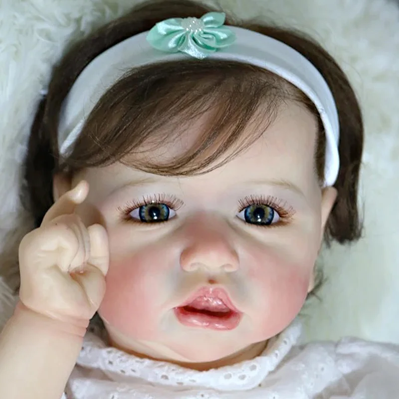 

55CM Bonecas Bebe Saskia Reborn Baby Dolls Lifelike Full Silicone with Rooted Hair Baby Collectible Pop Art Doll Gift Toys Kids