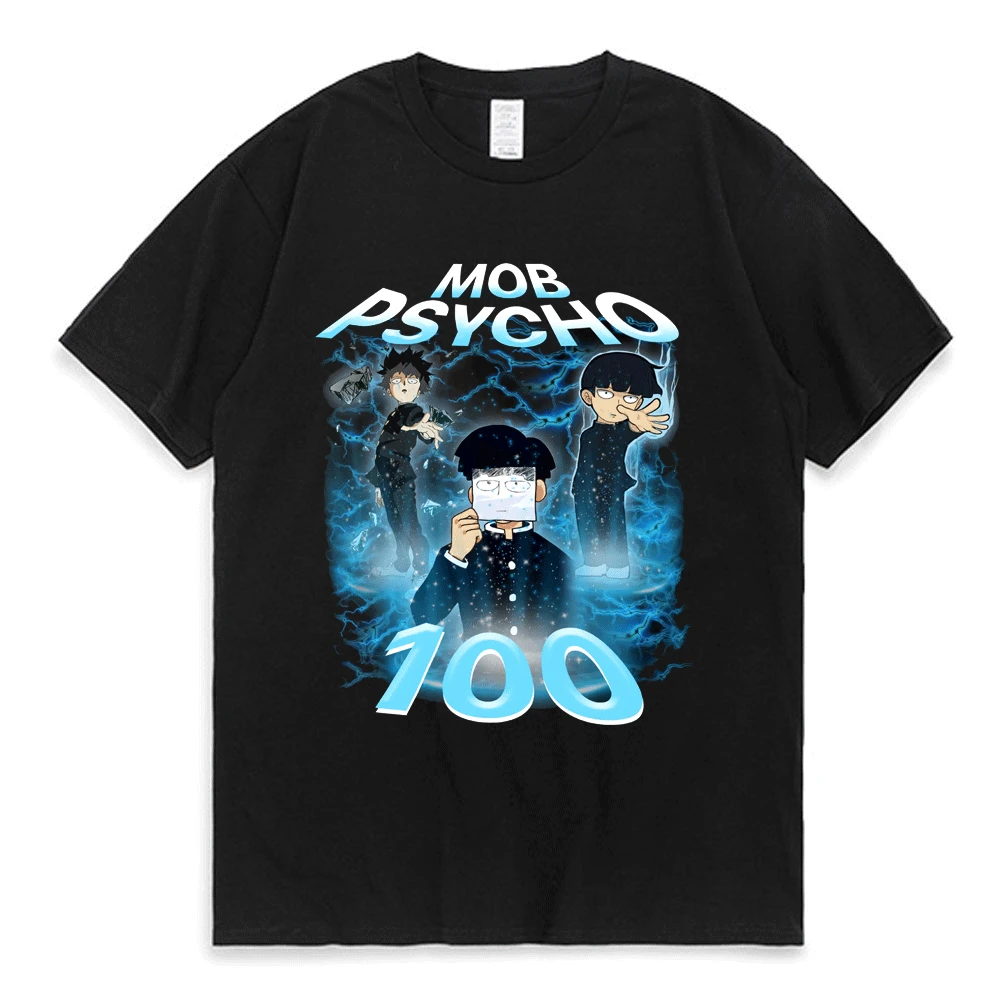 

Anime Mob Psycho 100 Black Funny T Shirt Men Women Streetwear Harajuku Cotton Casual Loose T-Shirt Camiseta Masculina T-shirt