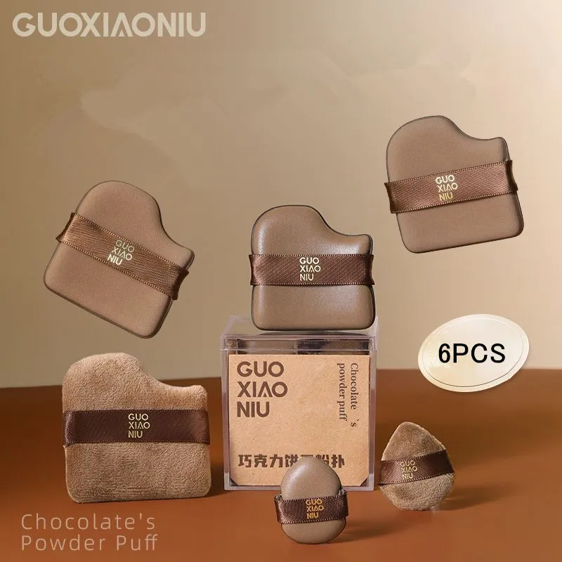 Guoxiaoniu-メイクアップブレンダー,ファンデーションスポンジ,エアクッション,ルースパウダー,化粧品アプリケーターツール,卸売,6個