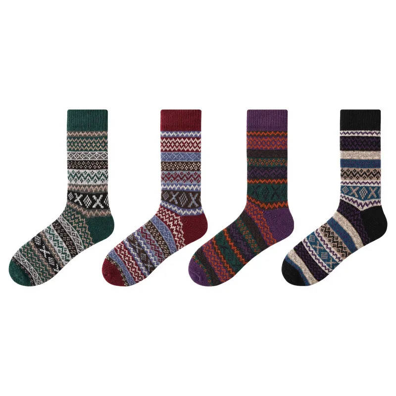 Fashion Vintage 5 Pairs Dropshipping Trade Winter Warm Thick Women Socks Wool High Quality Socks