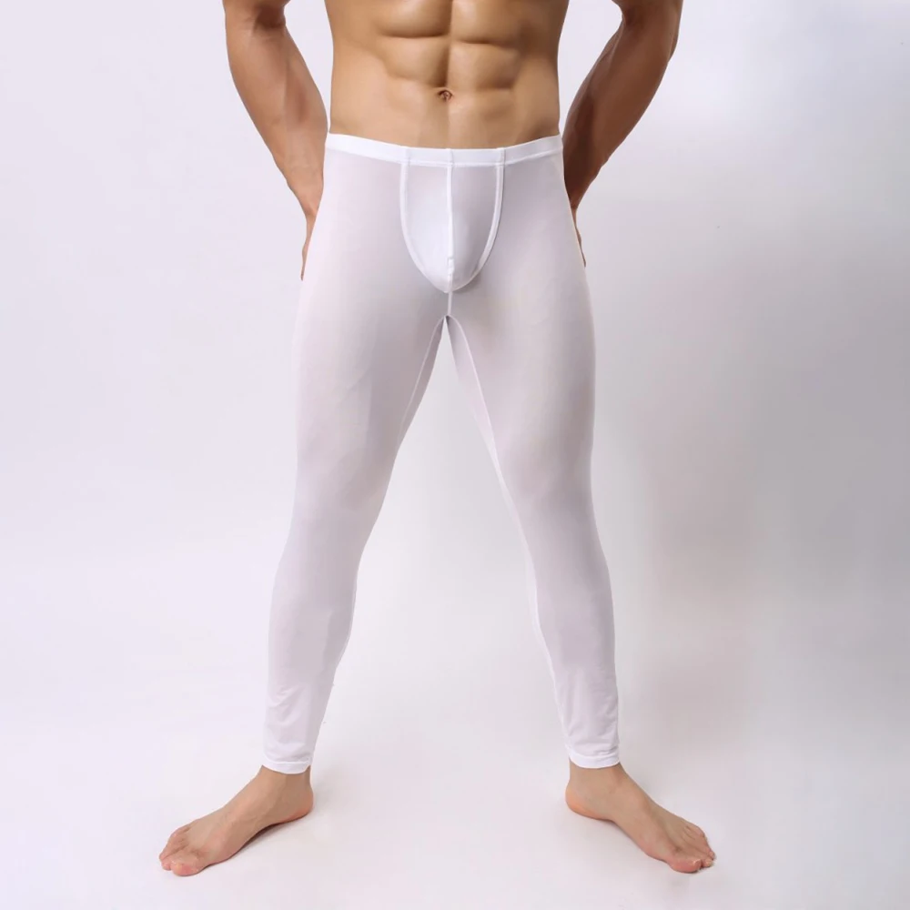 

Mens Long Johns See Through Legging Pants Man Thermal Underwear Bottoms Trousers Soft Seamless Elastic Warm Leggings
