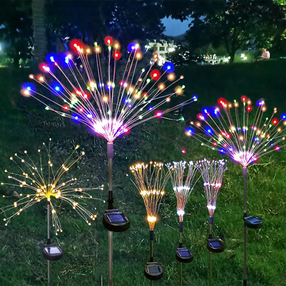 

2-8 Pack Solar Outdoor Light 90/150LED Waterproof Solar Fireworks Lights Garden Lights Christmas Wedding Decor Holiday Lighting
