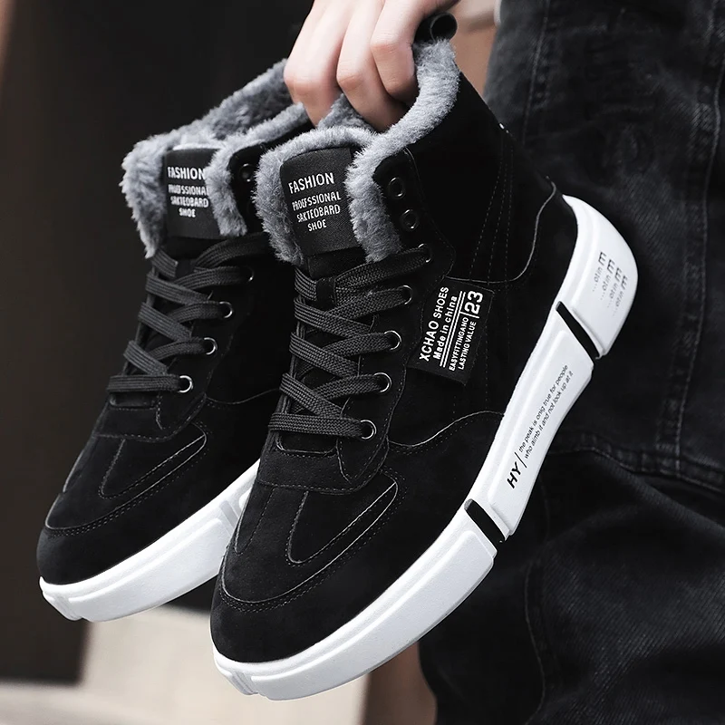 

Мужские уличные теплые высокие кроссовки WEH из хлопка, новинка зимы 2023, мужские удобные кроссовки с бархатной подкладкой, легкая мужская обу...