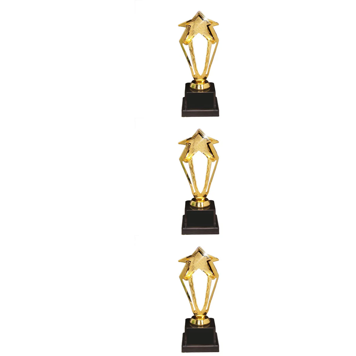 

3pcs Golden 20.5cm Hollow out Star Design Award Trophy Plastic Reward Prizes Decor Competition Gift Awards Trophy with Base for