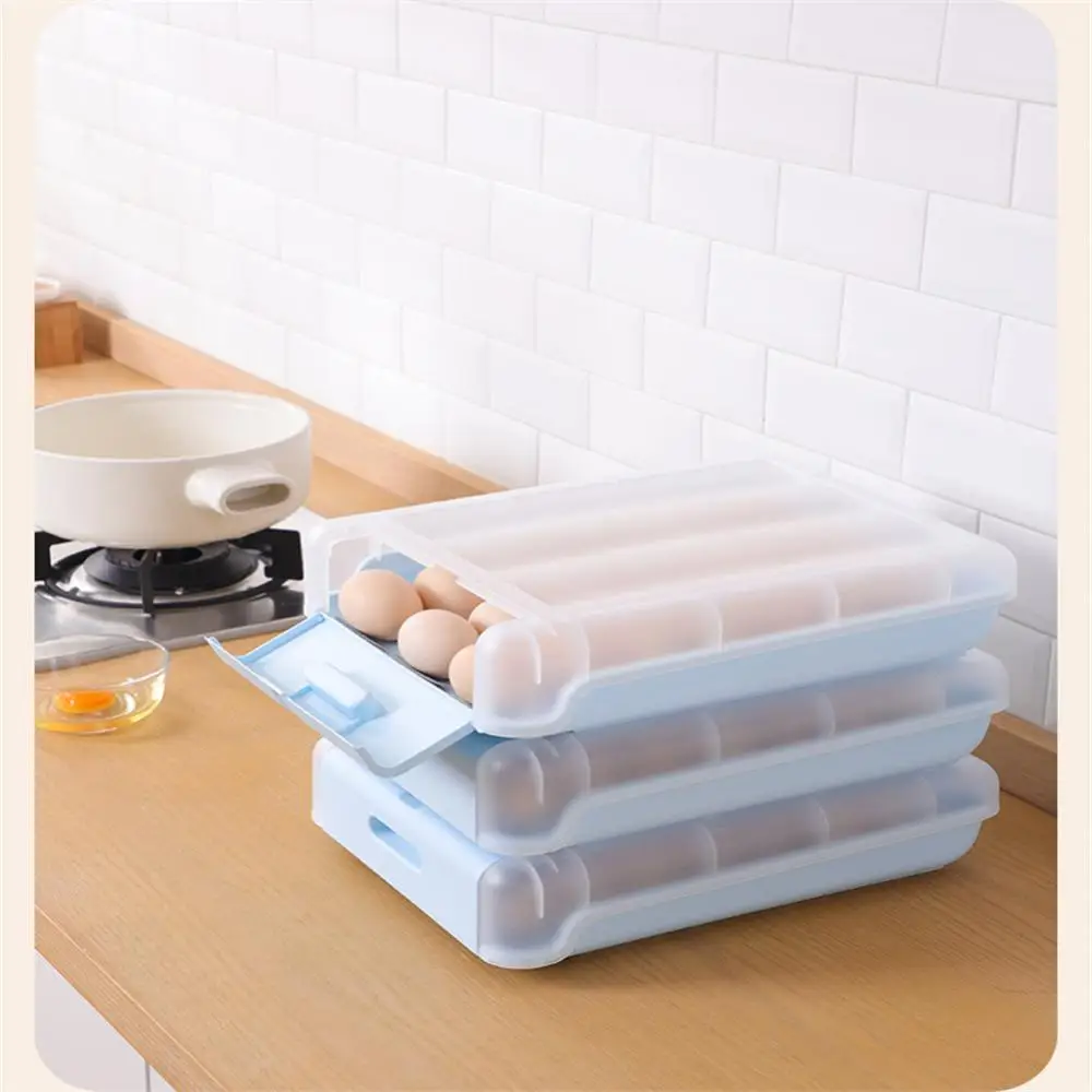 

Automatic Rolling Egg Storage Boxes For Outdoor Camping Picnic Egg Holder Fresh-keeping Compartment Storage Egg Rack Household