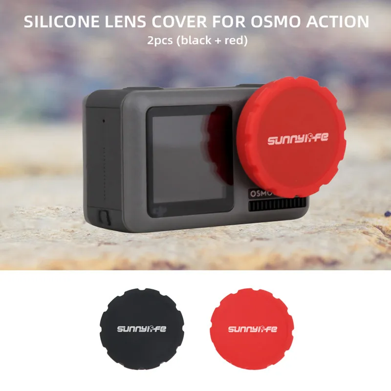 

Professional Durable Plastic Camera Lens Cover Lens Deksel For DJI OSMO ACTION Camera Silicone Lens Cover Black+Red