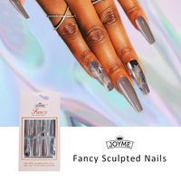 24pcsbox mid length stiletto nail tips gradients wear full cover paragraph fashion manicure patch false fingernails for girls