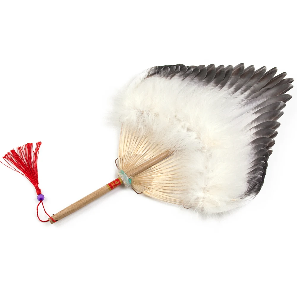 

Веер ручной работы с перьями Zhuge Liang, веер с перьями Kong Ming, плетеные шлейфы, ручка из искусственной древесины, веер для рукоделия в старинном китайском стиле