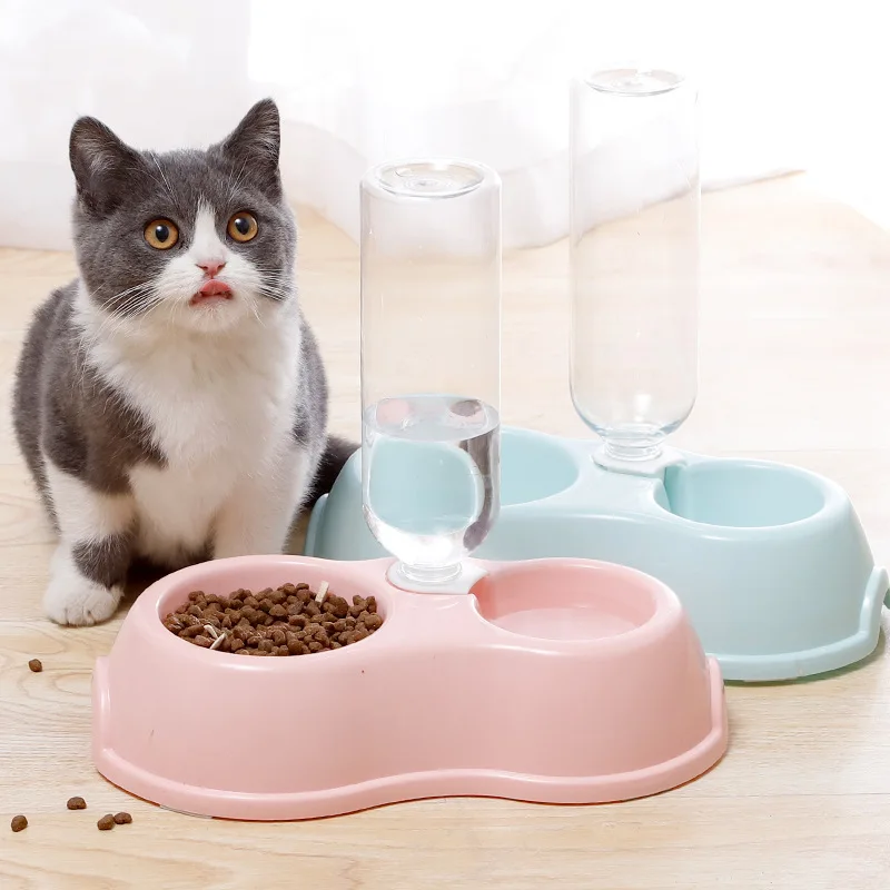 Cat Feeder Bowl Automatic Drinking Dog Cat Food Bowl With Water Fountain for Small Puppy Kitten Feeding Drinking Pets Feeder