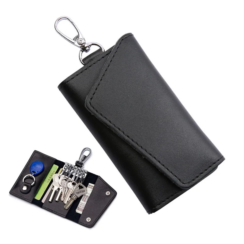 

Genuine Leather Men Women Key Organizer Holder Small Keychain Housekeeper Car Key Case Pouch Bag Mini Card Wallets Coin Purses