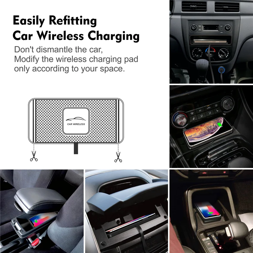 30W Wireless Car Charger Silicone Anti-skid Pad Cradle Dock for iPhone 14 13 X Fast Car Wireless Charging Stand Car Modification