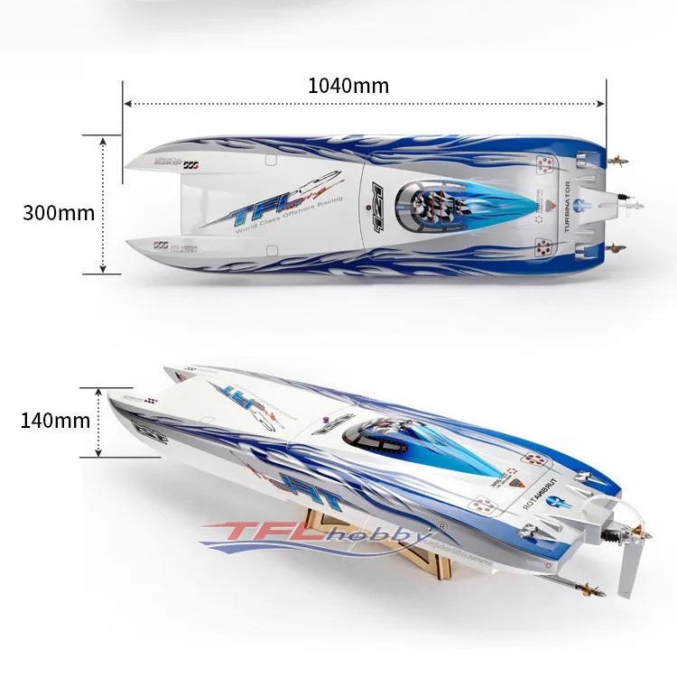 Фото TFL Zonda Cat 1133 Catamaran 1040 мм с двумя двигателями, большой бесщеточный электрический пульт дистанционного управления, лодка ARTR, корпус из стекловолокна №4
