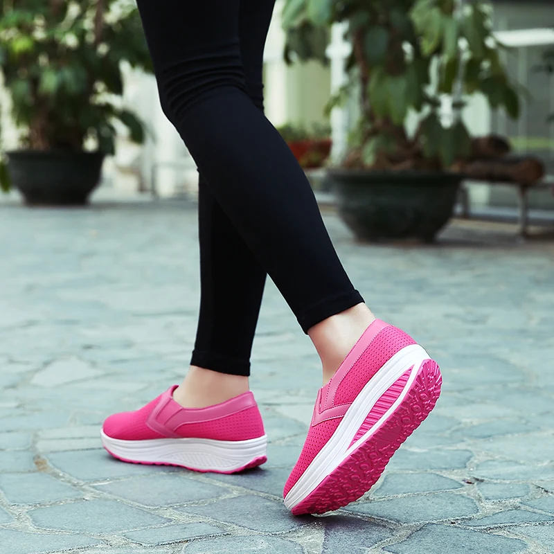 Women's Shake Shoes Casual Mesh Shoes Fitness Platform Sneakers Breathable and Comfort Size:35-42