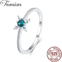 trumium 925 sterling silver austrian green crystal rings for women finger star charm fine jewelry cz zircon statement ring bague