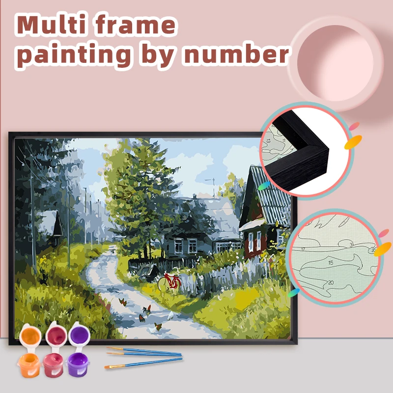 

CHENISTORY Multi Aluminium Frame Diy Painting By Number House Drawing On Canvas HandPainted Natural Scenery Home Decor Wall Art