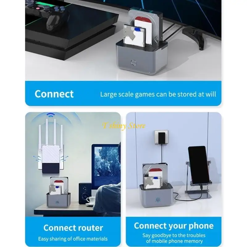 Фото N58F USB Type C SATA2.5IN и 3,5 дюйма Double Bay Do Drip Docking станции до 6 Гбит / с №5
