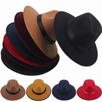 large brim vintage jazz hat casual trendy straw panama cap cowboy fedora gangster with black ribbon womanmen unisex