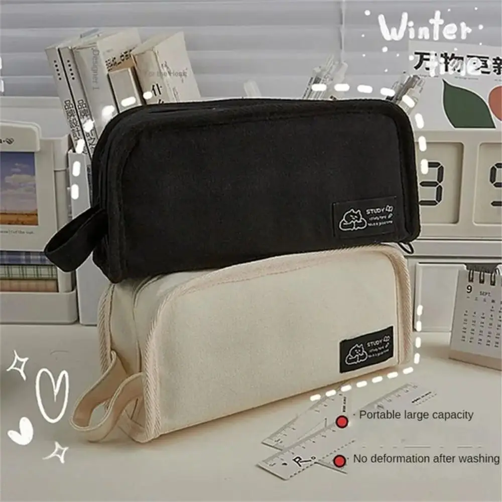 

Washable High Capacity Pencil Case Ins Simplicity Stationery Storage Bag White Black Creative School Supply Children Gifts