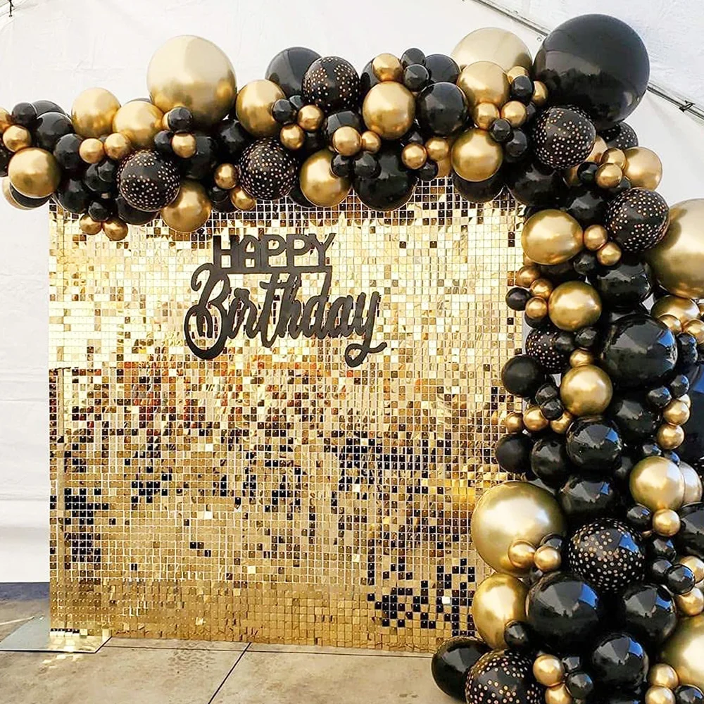 18pcs Square Gold Glitter Glitter Background Wall Panel Large Event Wedding Birthday Party Decoration Background 35x35cm