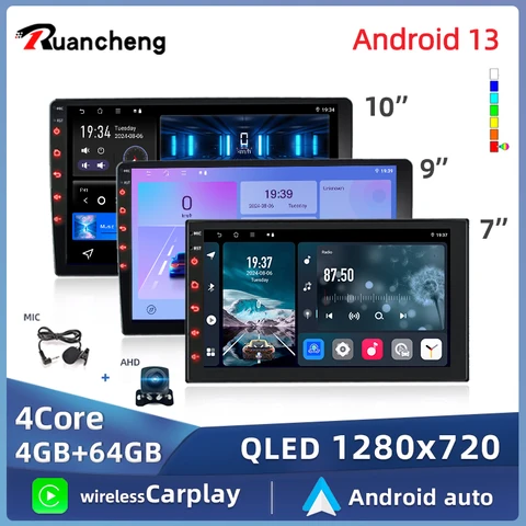 Android13 7 9 10-дюймовый автомобильный радиоприемник GPS 2 din Радио Стереоприемник Плеер 64G Мультимедийный плеер беспроводной CarPlay Android Auto Подарок