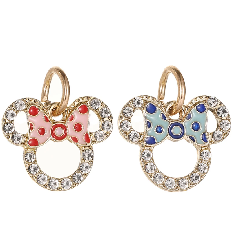 

Fit Pandora Charms Bracelet Blue Red Enamel Dots Bow Minnie Beads DIY Jewelry For Women Disney Clear CZ Silhouette Mickey Dangle