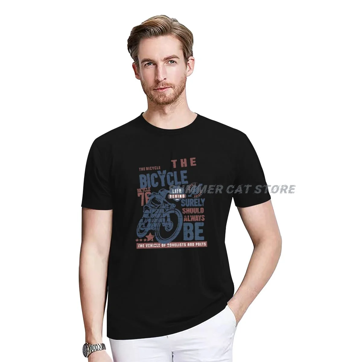 

Summer T-shirt Men Women Cotton The Bicycle Surely Should Always O-neck Short-sleeved unisex Casual T-shirt