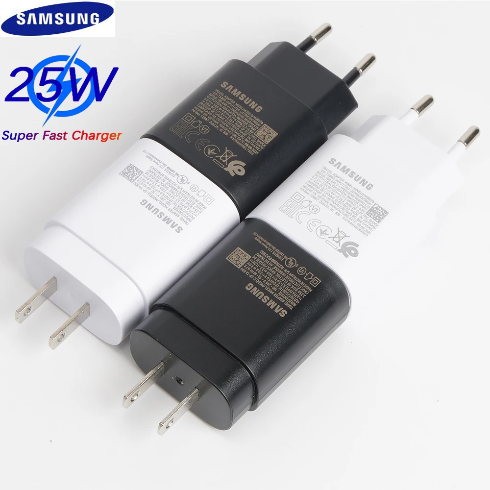 

Original Samsung A53 A33 A52 A32 F52 S22 S21 S20 Super Fast Charger 25W EU Power Adapter EP-TA800 For Galaxy S10 5G Type C Cable