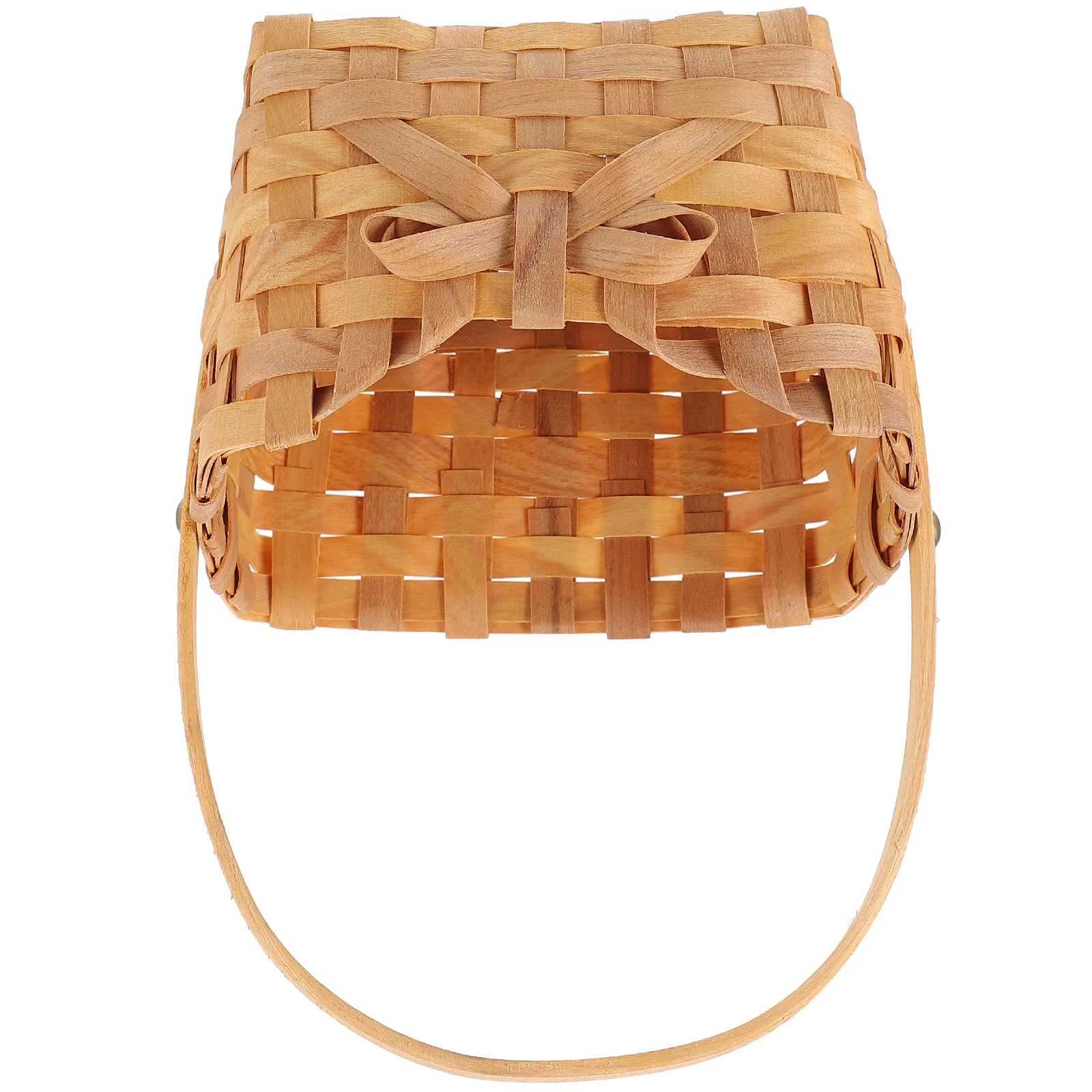 

Basket Snacks Shopping Storage Picnic Handle Woven Handheld Serving Weaving Bamboo Breads Holder Portable