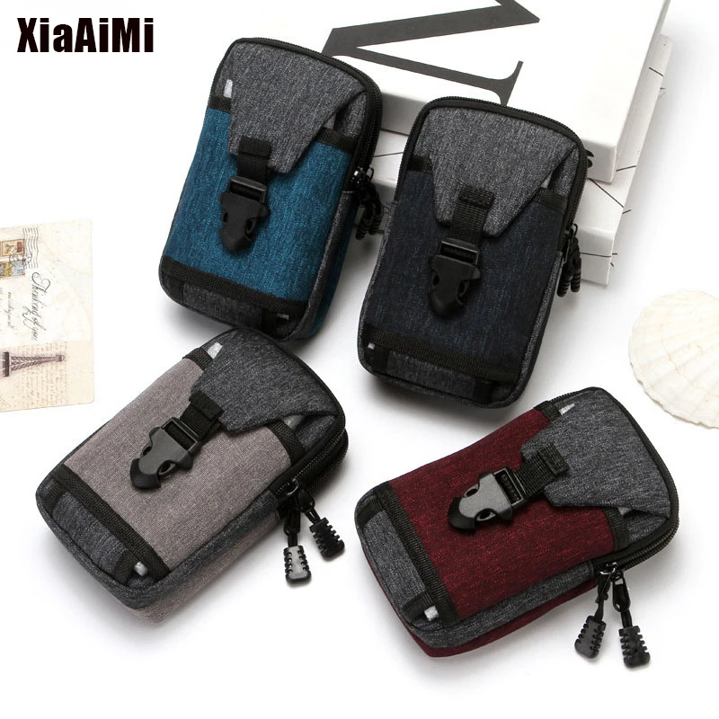 Fashion Canvas Men's Waist Bag Change Mobile Phone Wear Belt Waist Bag Wholesale Outdoor Sports Small Bag