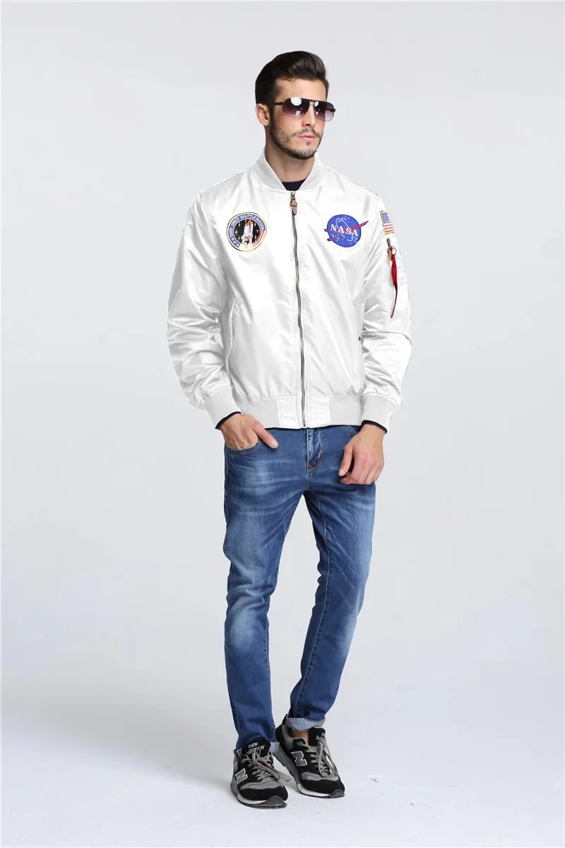 Весенне-осенняя тонкая бейсбольная куртка ВВС США с вышитым значком NASA Pilot