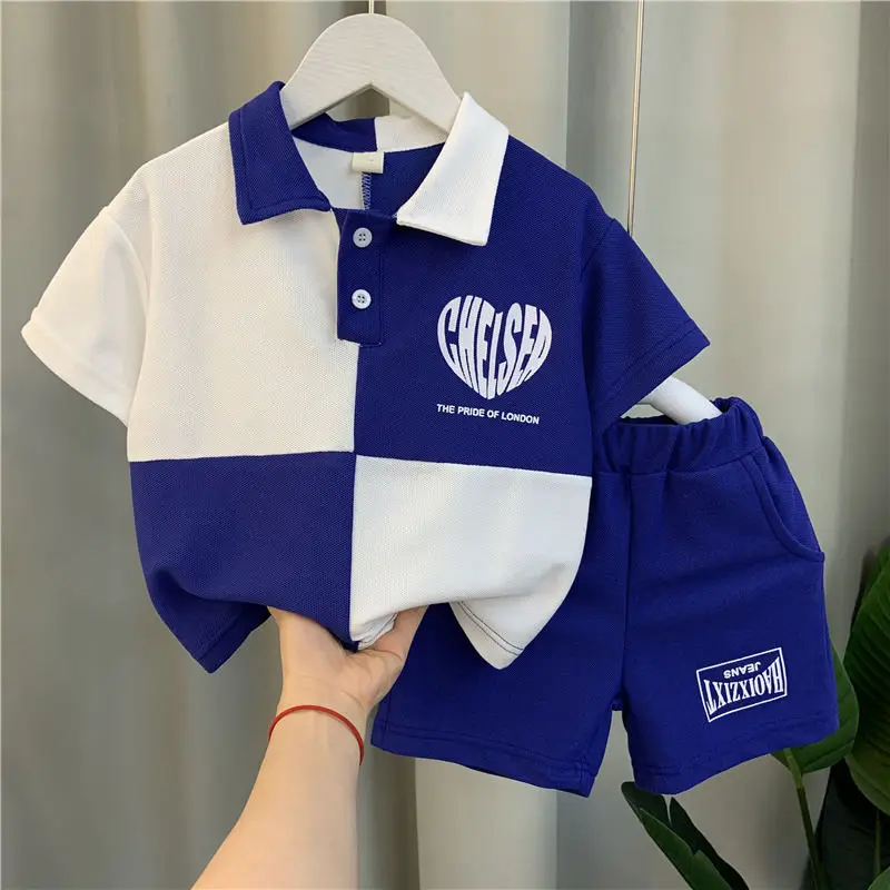 Boy Summer Clothing Polo Shirt Suit 2022 New Baby Short Sleeve Clothes Children's Korean Style Children's Clothing Fashion