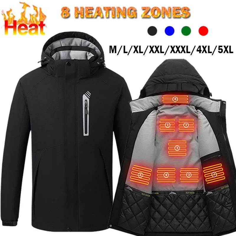 8 Areas Heated Jacket USB Men's Women's Winter Outdoor Electric Heating Jackets Warm Sports Thermal Coat Clothing Heatable Vest