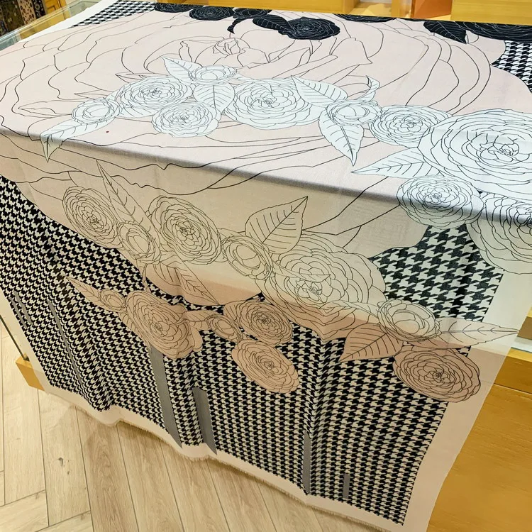 

Женский длинный шарф, мягкая кашемировая шаль с кольцом в виде тысячи птиц и цветов камелии, Осень-зима