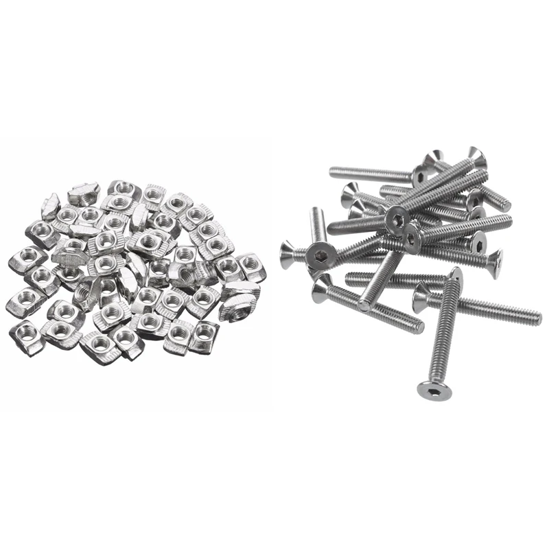

20 Pcs Stainless Steel Countersunk Screws,Hex Key Bolts & 50 Pcs M4-20 T-Nut