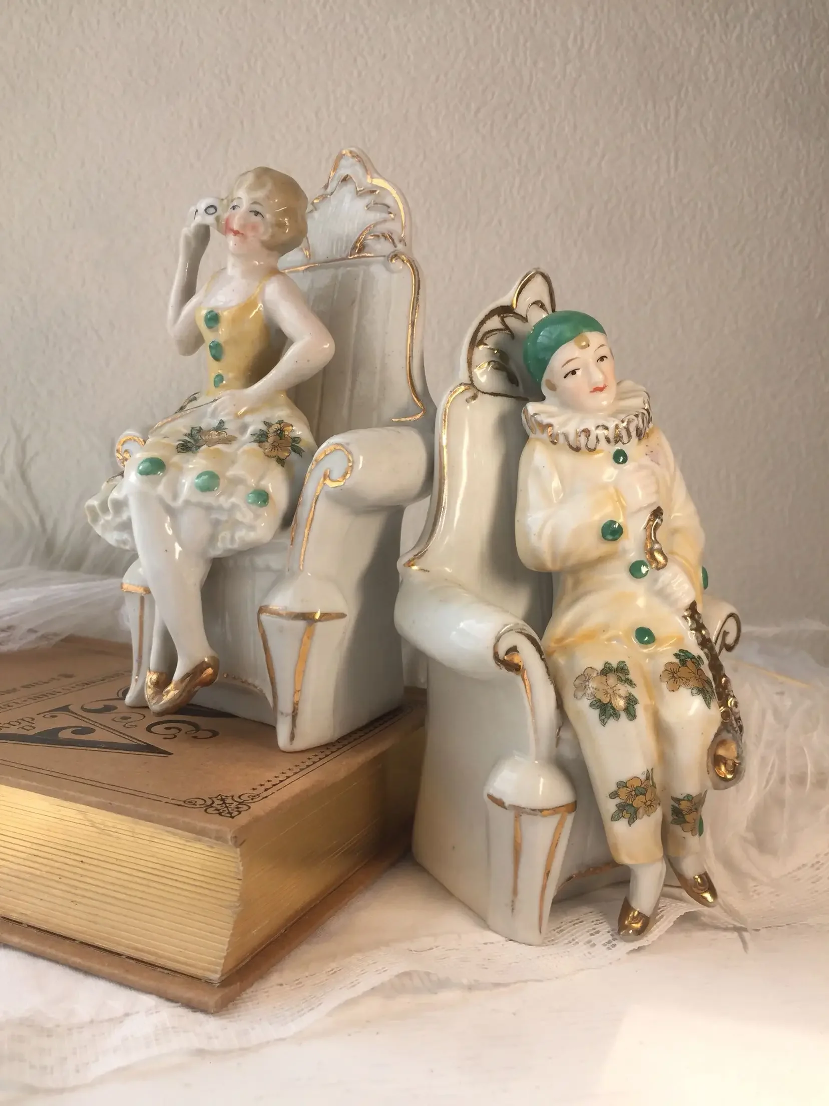 Немецкий Западный античный клоун керамическое украшение фарфоровая кукла