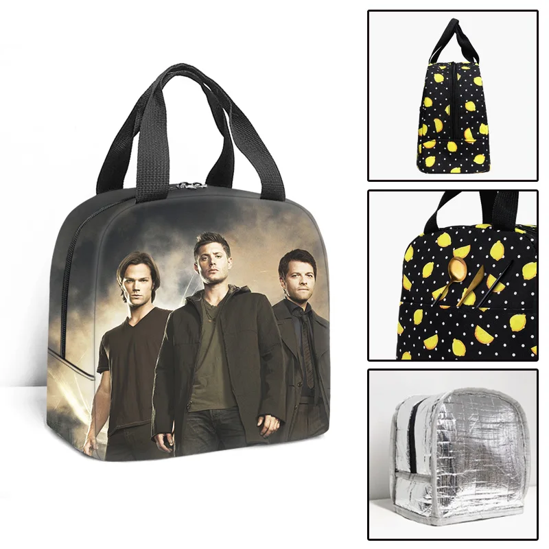 

Сумочки с 3D-принтом для взрослых из мультфильмов, сверхъестественные сумочки для еды с термоизоляцией, портативная изолированная сумка для ланчбокса, сумки для льда