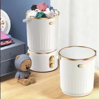 Semi-automatic mini washing machine portable folding wash artifact for underwear socks multi-bucket design small home appliance
