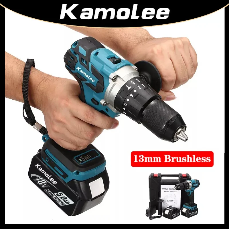 

Kamolee 13MM Brushless Electric Impact Drill Cordless Electric Screwdriver Home DIY Power Tools For Makita 18V Battery