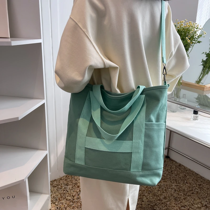 

Hot Sale Women Grass Green Korean Canvas Klein Blue Handbags Waterproof Cloth Bag Message bag Good Quality Leisure Shoppingbag