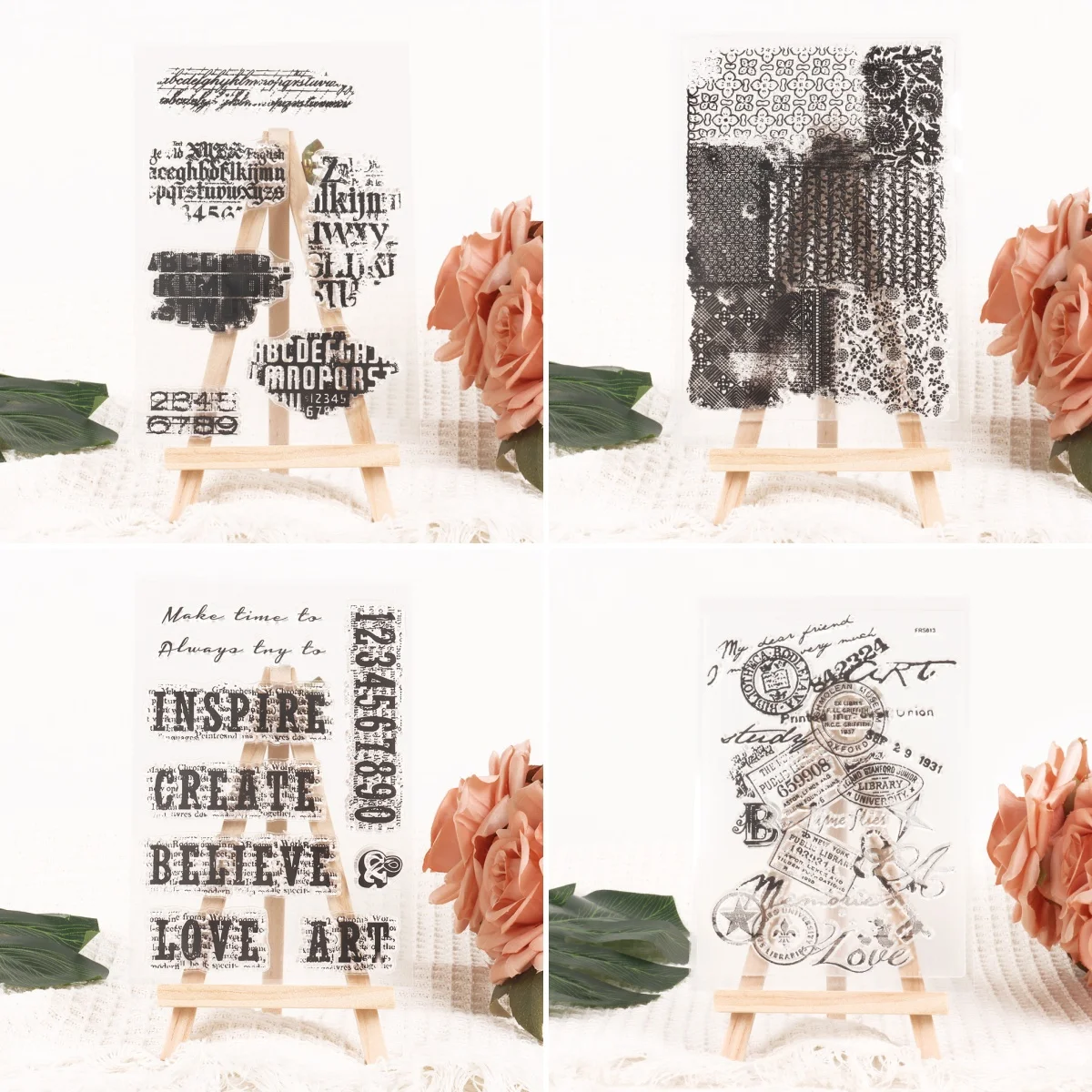 Прозрачные штампы из силиконовой резины с текстом на спине для скрапбукинга и