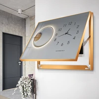 nordic metal golden black wall clocks electric meter box decorations for home creativity living room wrought iron clock led
