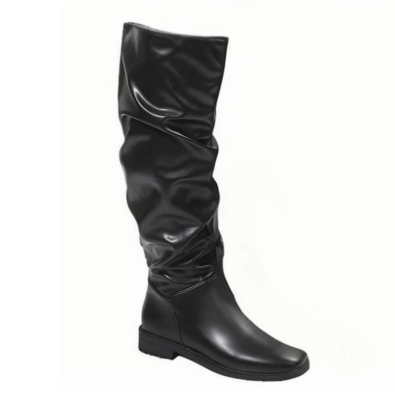 Женские высокие сапоги на плоской подошве с квадратным носком новые