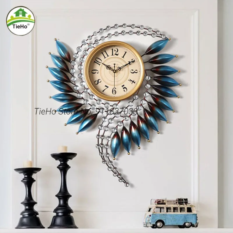 European Style Luxury Wall Clock 3D Clock Living Room Decoration Creative Fashion Metal Quartz Mute Wall Clock Wall Watch