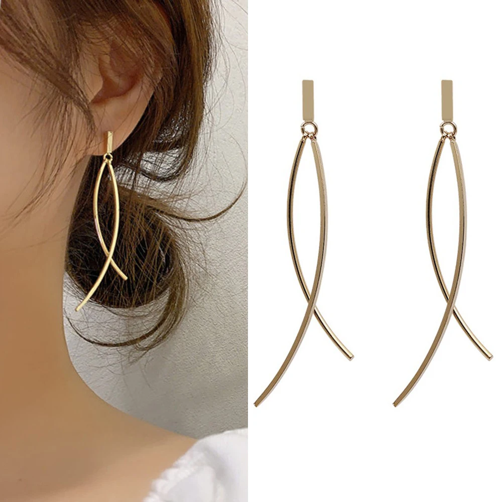 

Crossed Tassel Dangle Earrings For Women Girls Ladies Elegant Temperament Style Long Tassel Earrings Fashion Jewelry Gifts