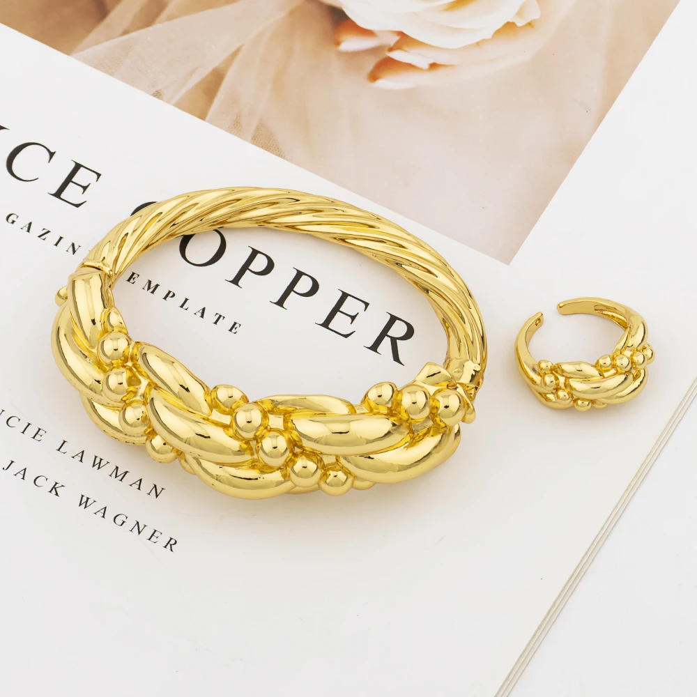 

Dubai Bangles 18K Gold Color African Bracelet For Women Design Alloy Jewellery Wedding Luxury Hawaiian Boho Cuff Bangle Jewelry
