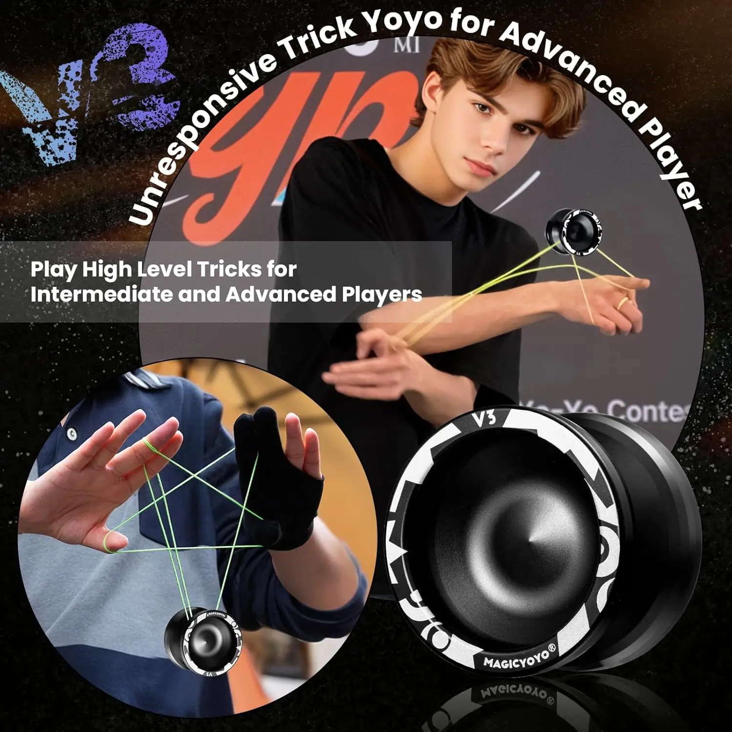 Фото Йо-йо MAGICYOYO V3 для детей 8-12 лет и старше, профессиональное йо-йо с двойной функцией, профессиональное йо-йо для трюков для взрослых. №3