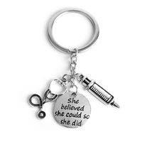 she believed jewelry doctor medical tools stethoscope pendants keychain keyrings