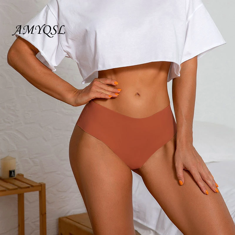 

Женские Бесшовные быстросохнущие трусики AMYQSL большого размера из вискозы, сексуальные удобные однотонные трусики